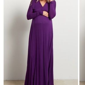 Purple Basic Dolman Maternity/Nursing Maxi Dress